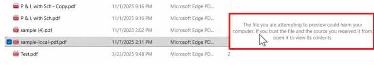File Preview Error Message Fix: The file you are attempting to preview could harm your computer