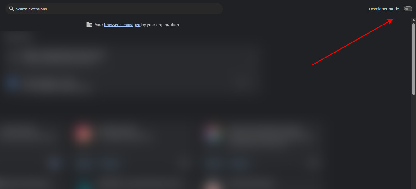 Enable Developer mode in Chrome extensions