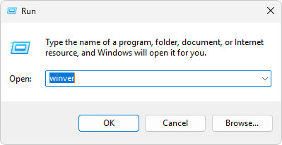 Winver showing Windows Version