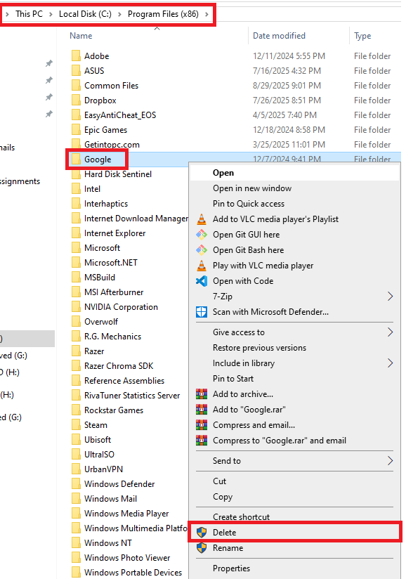 Delete Google Play Games folder