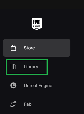 Library tab in Epic Games Launcher