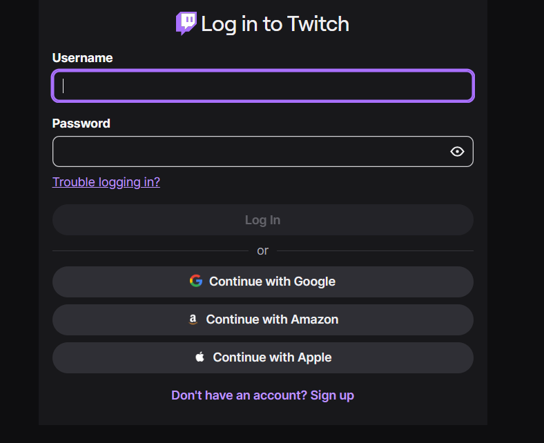 Twitch login