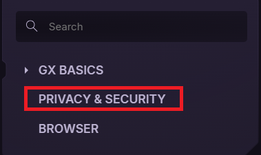 Privacy and security settings