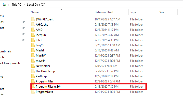 Program Files x86 folder