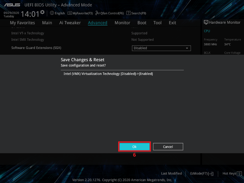 Save BIOS changes on ASUS motherboard