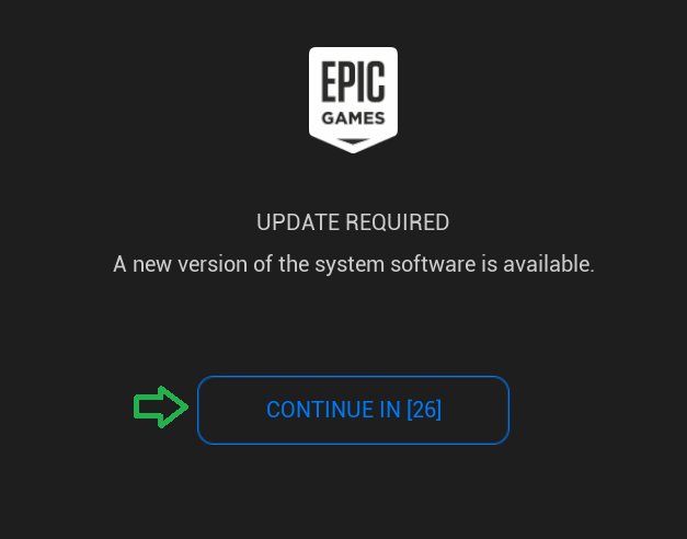 Epic Games Launcher update required prompt