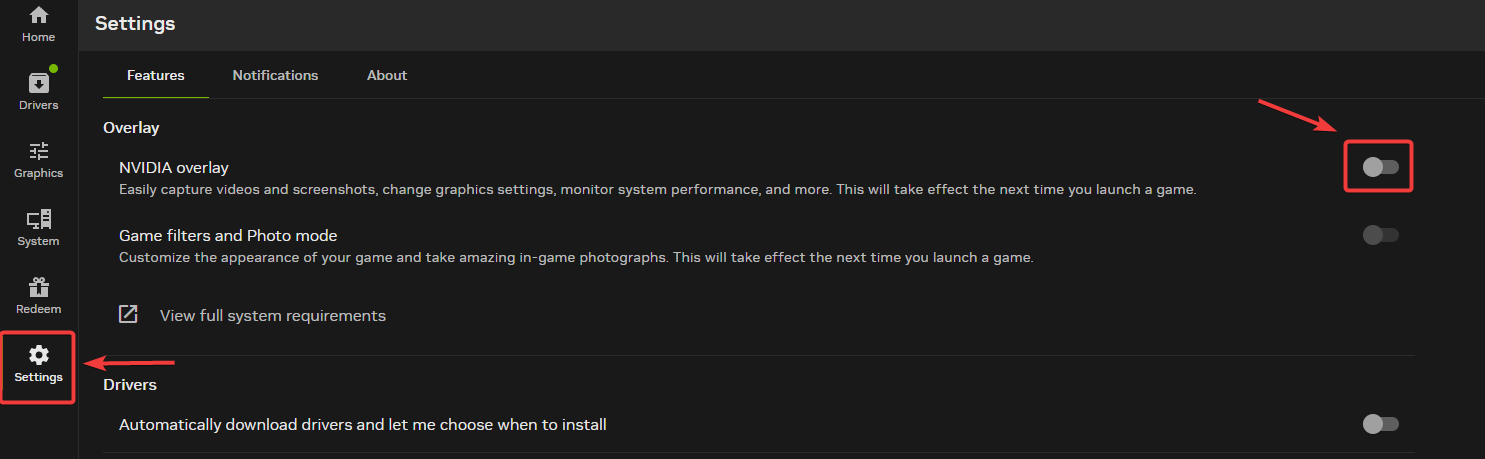 Disable NVIDIA overlay