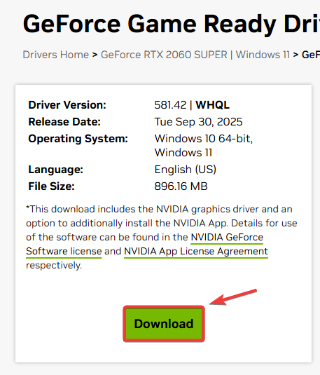 Download latest GPU driver from official website