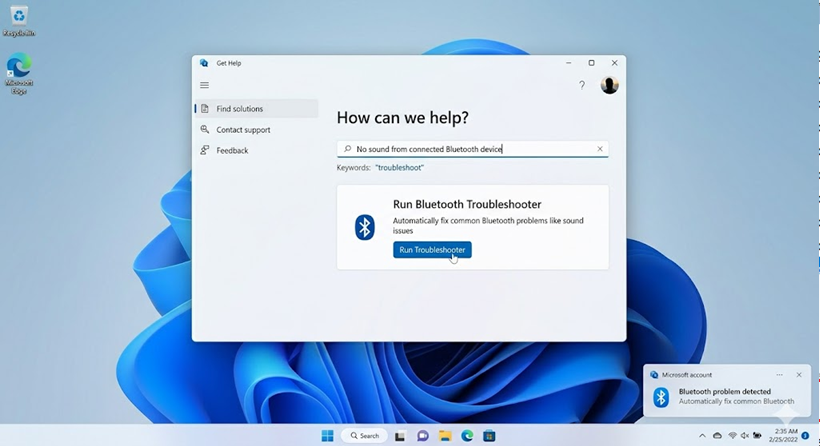 Windows 11 showing a Bluetooth headset or speaker as connected even though no sound is playing.