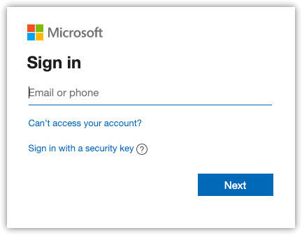 Microsoft sign-in page opened again after waiting briefly before another attempt.