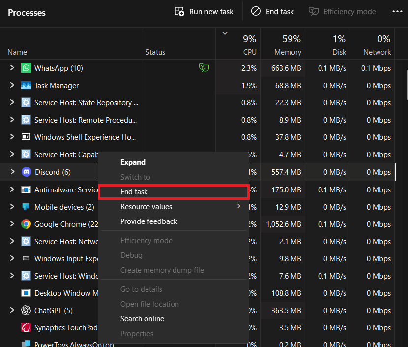 Windows closing Camera, Teams, browser tabs, and webcam utility apps before retesting OBS Virtual Camera.