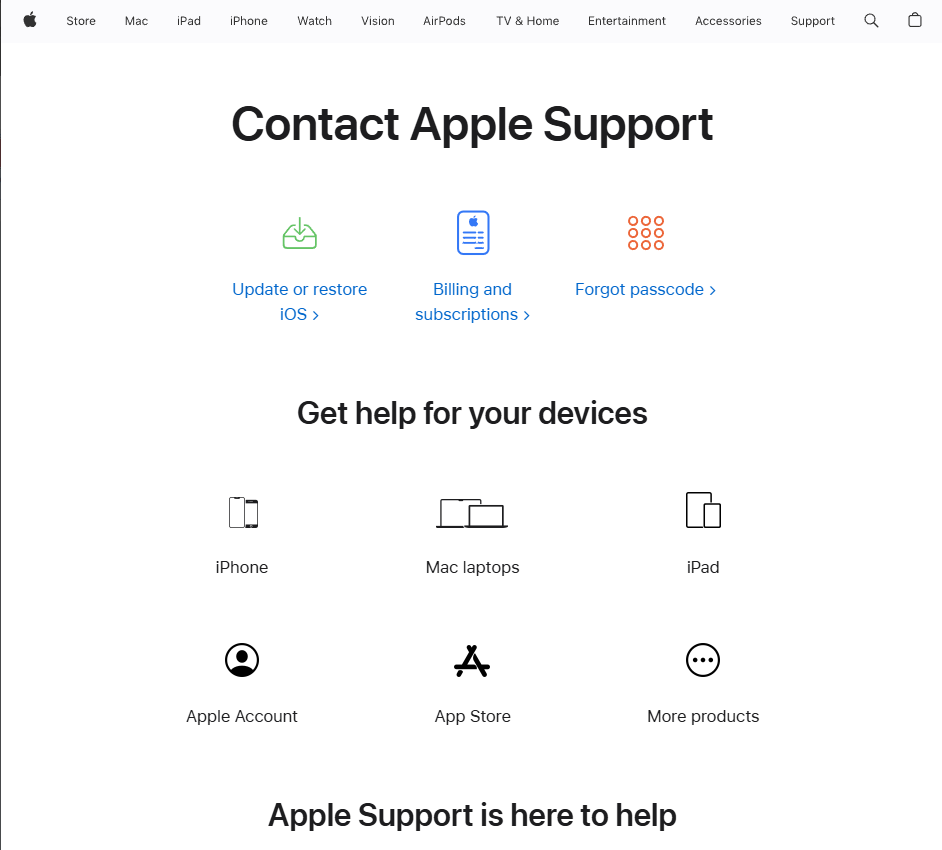 Apple Support app or Apple support website open while reporting an Apple Intelligence country or region error.