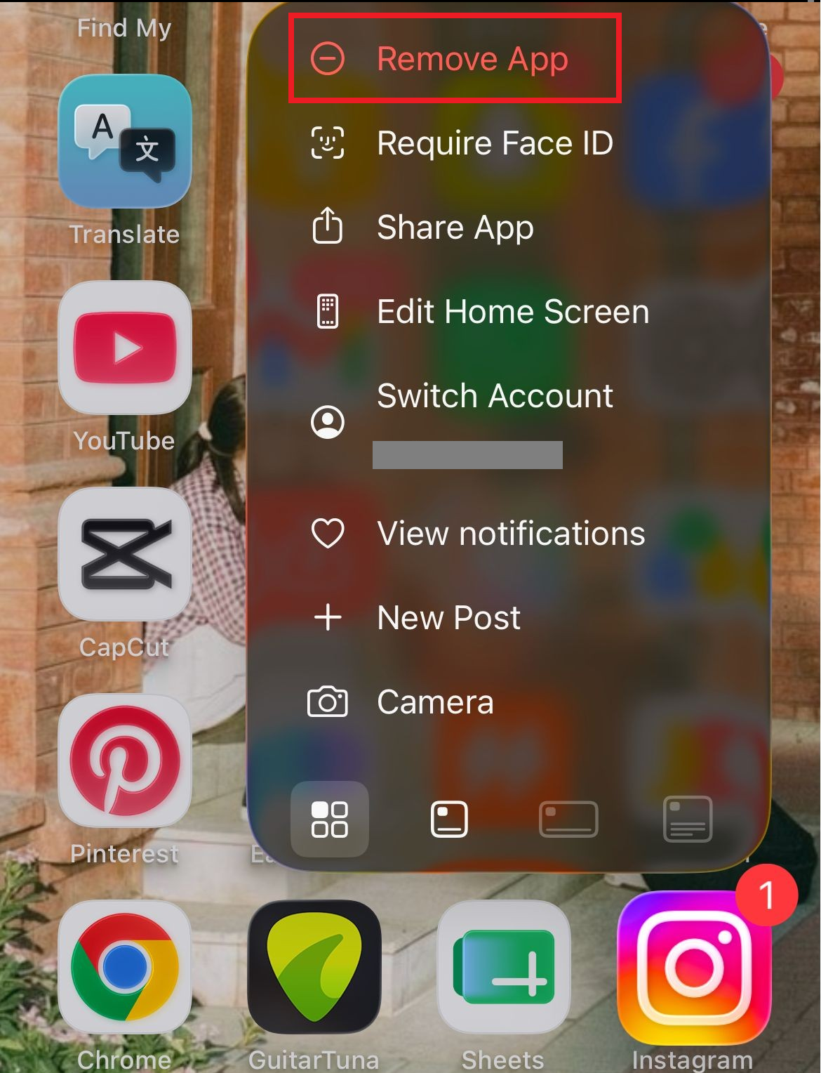 Two Instagram accounts on the same phone showing different profile-song availability.