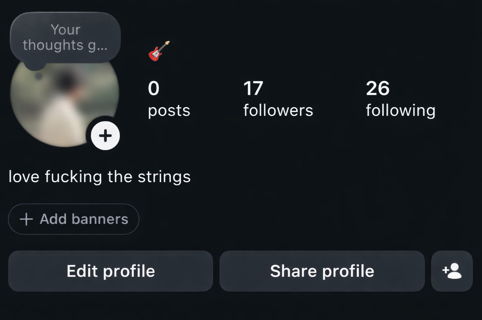 Instagram profile where the song under the bio is missing or the Add music to your profile option is absent.