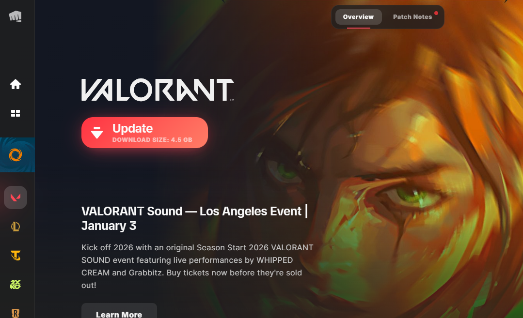 Riot Client stuck on Update or Preparing Download with no real progress on Windows.