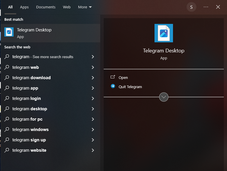 Telegram Desktop shortcut on Windows doing nothing or closing immediately after launch.