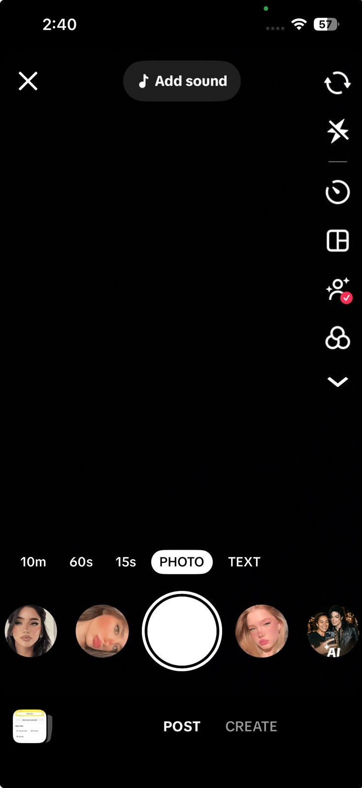 TikTok create screen missing the LIVE tab or showing a different creator path instead of Go LIVE.