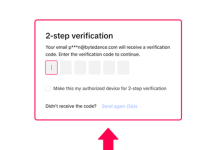 TikTok login screen waiting for a verification code that never arrives by SMS or email.