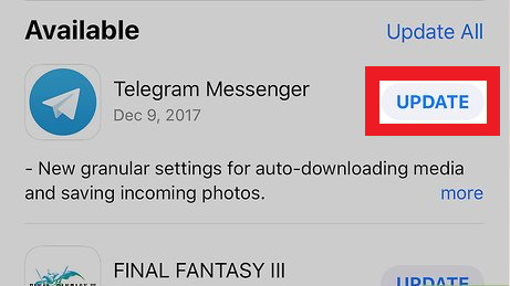App Store or Play Store page showing a Telegram update.