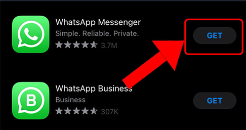 Official WhatsApp Messenger listing in the app store replacing a modified or unsupported build.