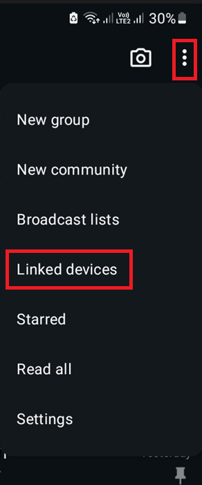 WhatsApp Linked Devices screen showing desktop or web sessions ready to log out.