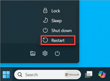 Windows 11 restart prompt after Bluetooth troubleshooting or driver changes.