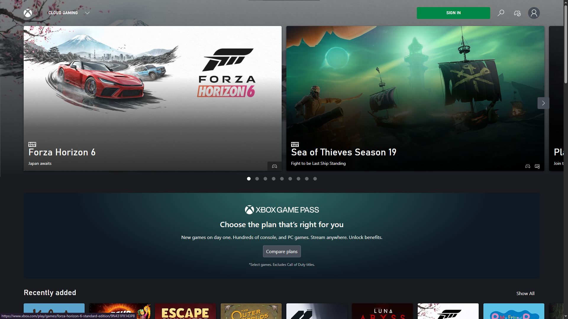 Xbox Cloud Gaming browser stream entering fullscreen mode before using mouse and keyboard.