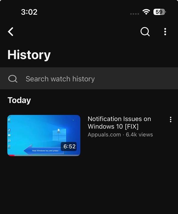 YouTube home page showing watch history is off and generic recommendations.