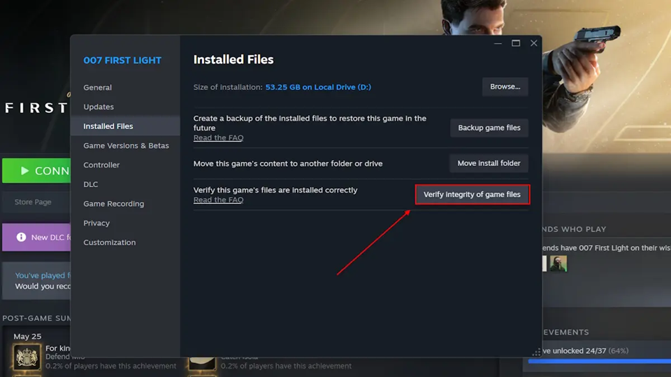 Steam and Epic verify options plus the Windows repair option for a PC game install.