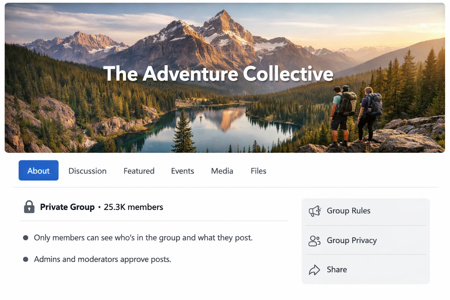 A Facebook post inside a private group where the normal public share path is missing or limited.