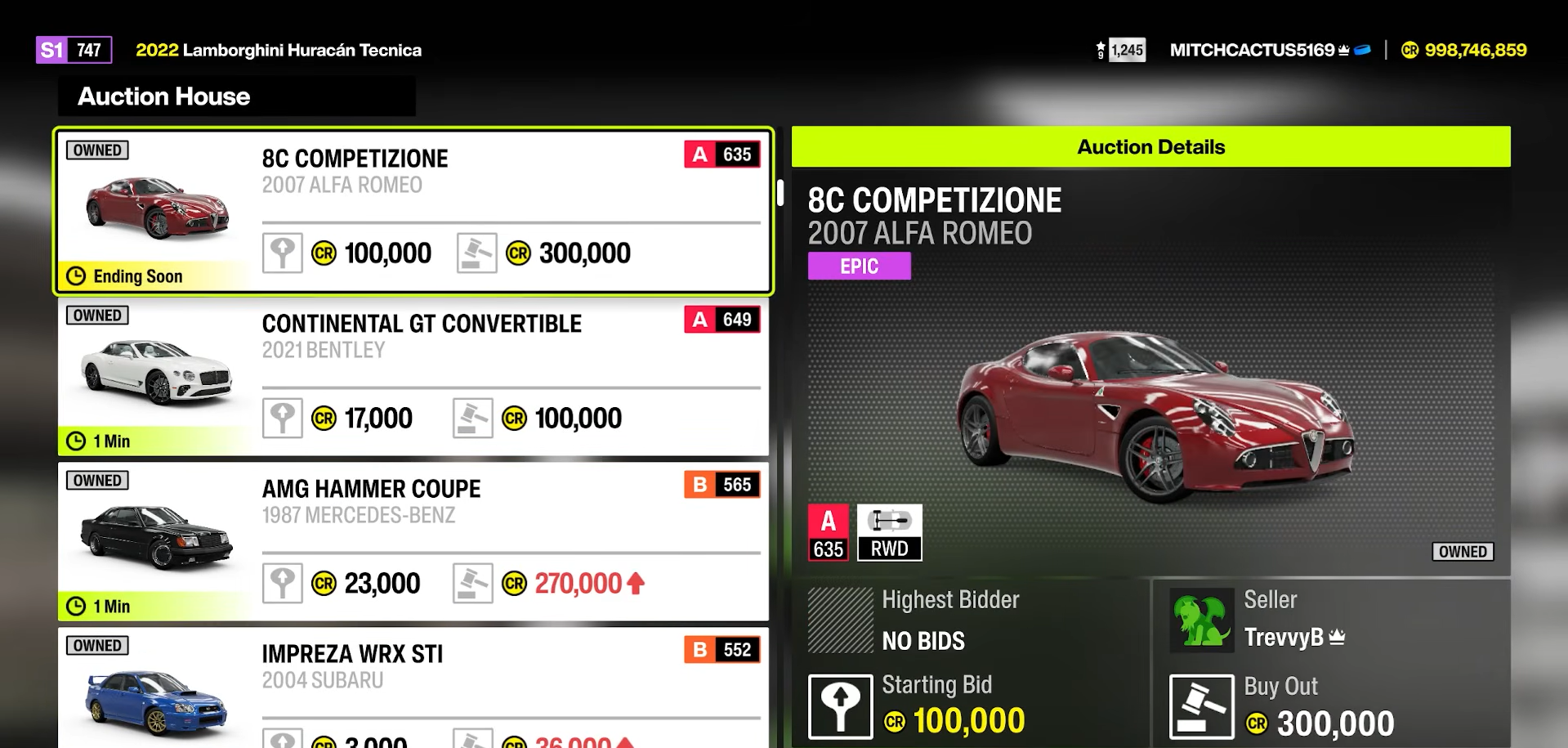 Forza Horizon 6 Auction House menu grayed out before enough tutorial progress is completed.