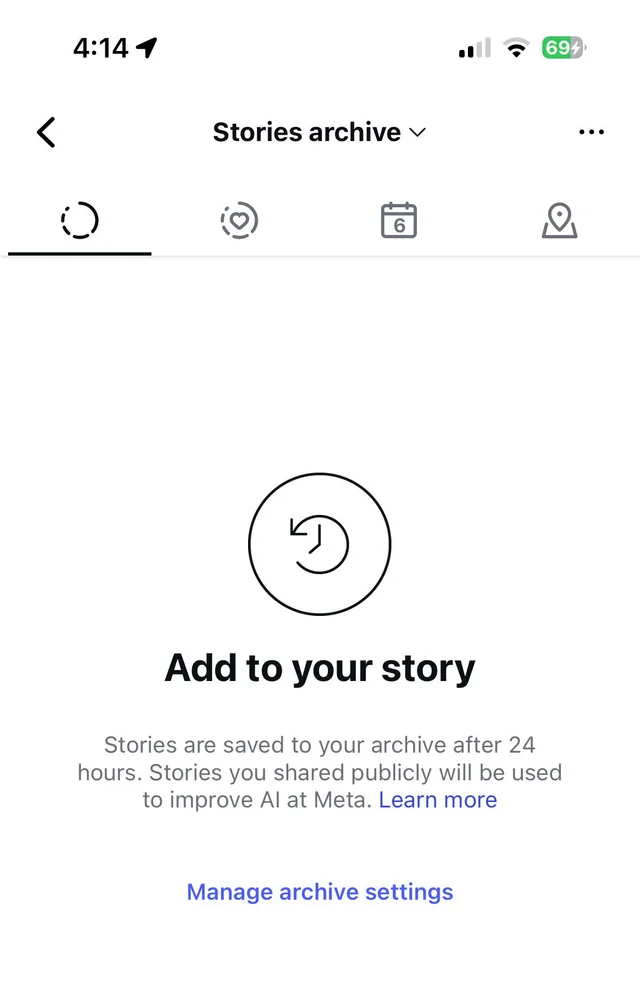 Instagram profile where the Archive option is missing from the menu or old stories are not appearing in Archive.