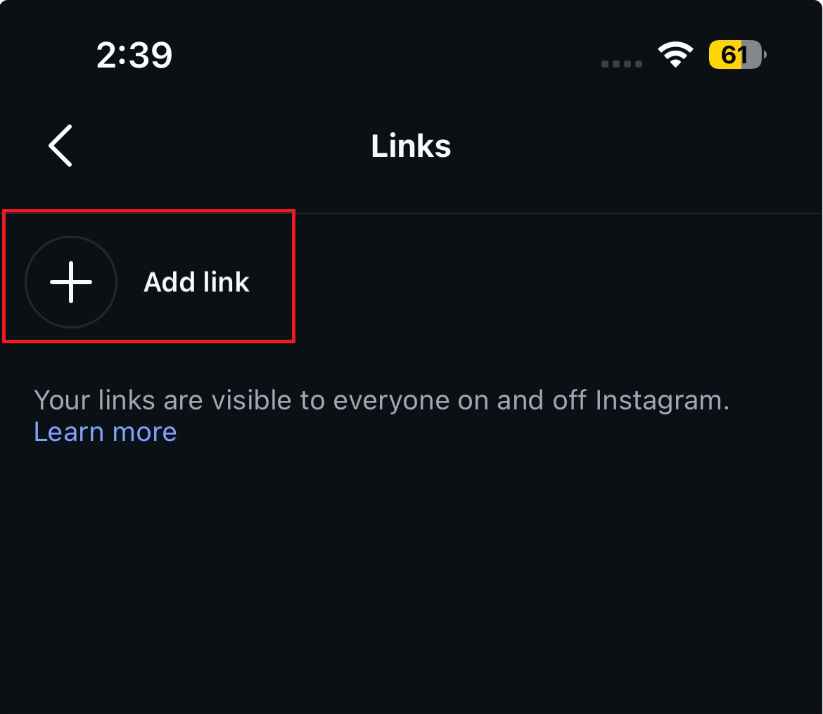 Instagram links editor showing several existing profile links while checking whether the five-link limit has been reached.