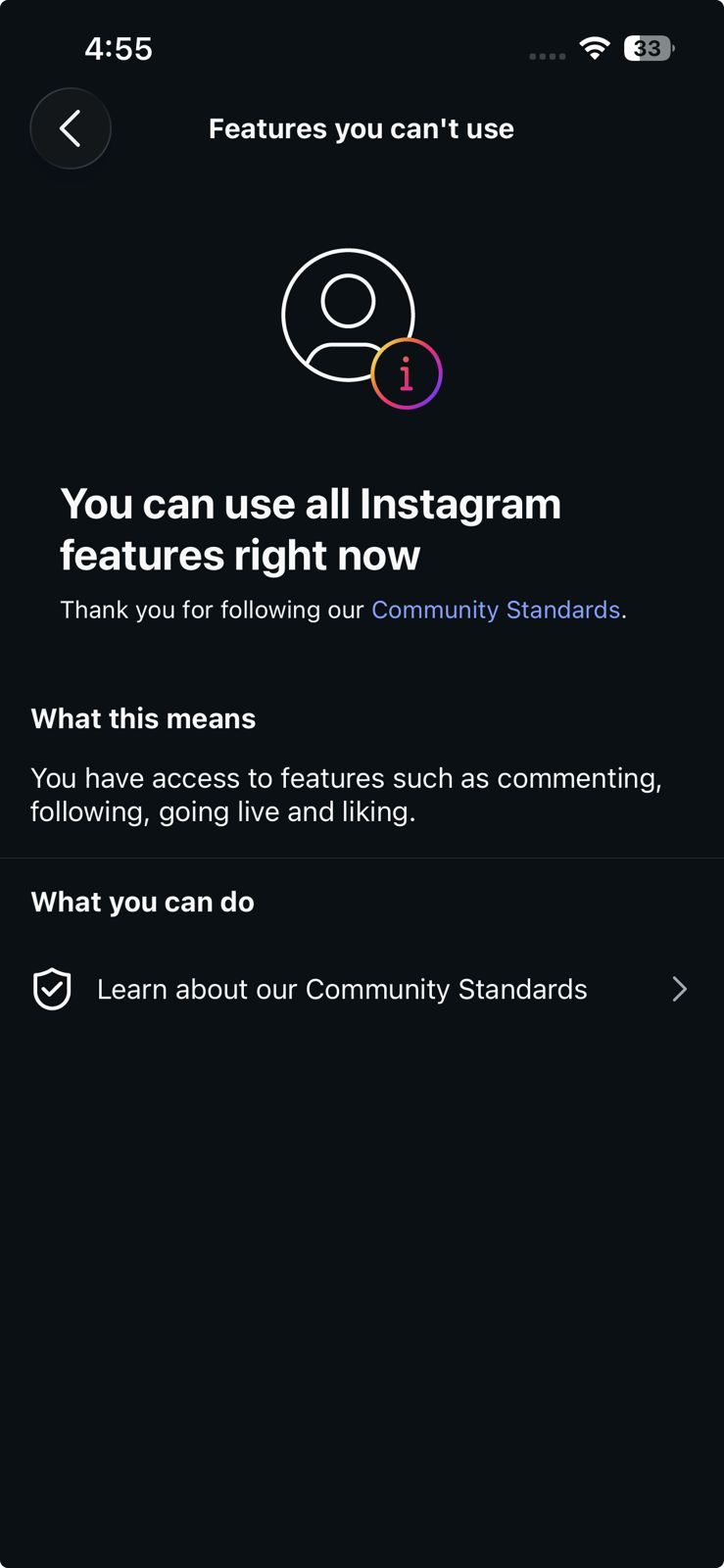 Instagram Help and Report a Problem flow used to report a missing or broken Archive option.