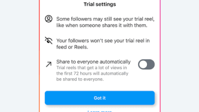 Instagram Reel publishing flow where the Trial toggle is missing from the final share screen.