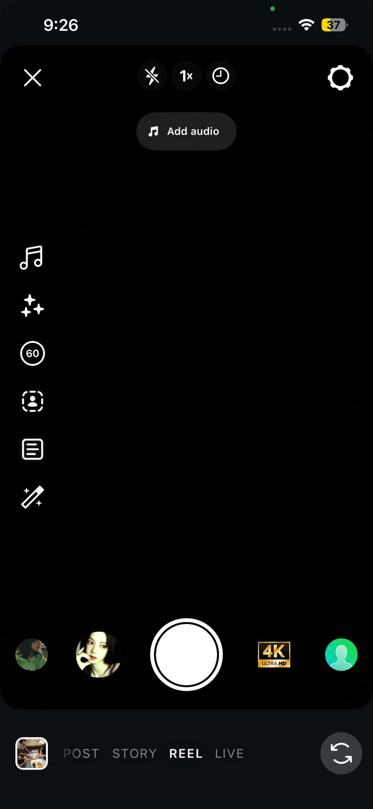 Instagram Reel composer progressing to the final share screen where the Trial toggle appears.