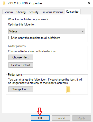 Windows Videos folder Properties showing the Location tab and Restore Default option.