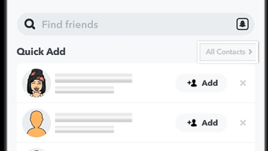 Snapchat Add Friends screen showing the Quick Add or Find Friends section missing or mostly empty.