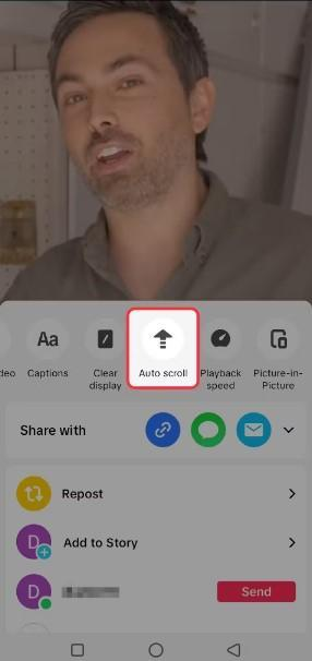 TikTok feed open on a phone while the user cannot find any Auto Scroll option in the app.