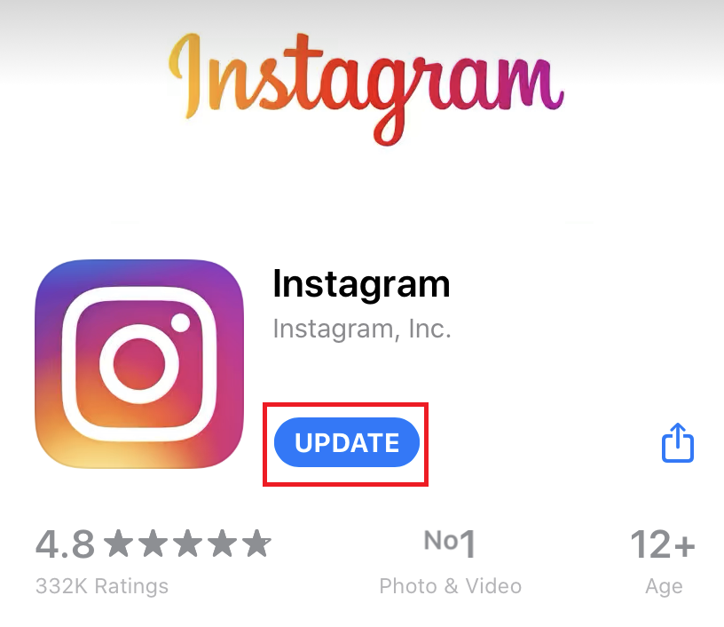 App Store or Play Store showing an Instagram update while troubleshooting a missing multiple links option.