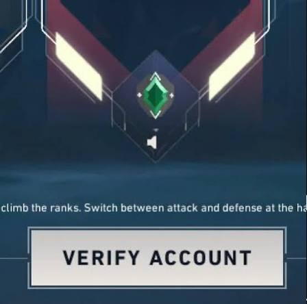 VALORANT queue screen showing a Verify Account button instead of the normal play or queue button.