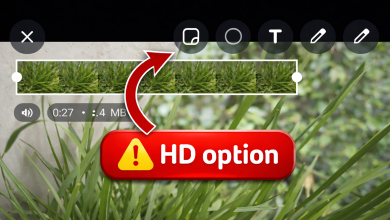WhatsApp chat screen where the HD option is missing while trying to send media.