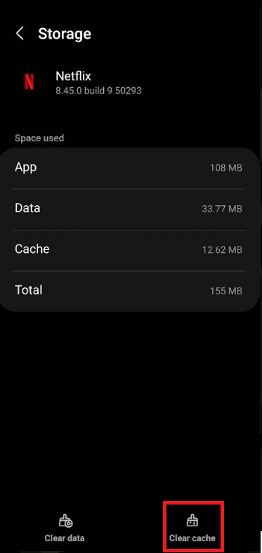 Android clearing Netflix app storage and cache to fix a date and time settings error.