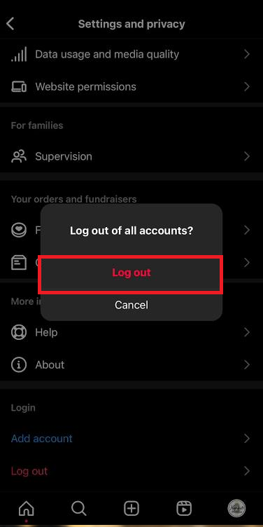 Instagram sign-out and sign-in flow used to refresh a missing create post button.
