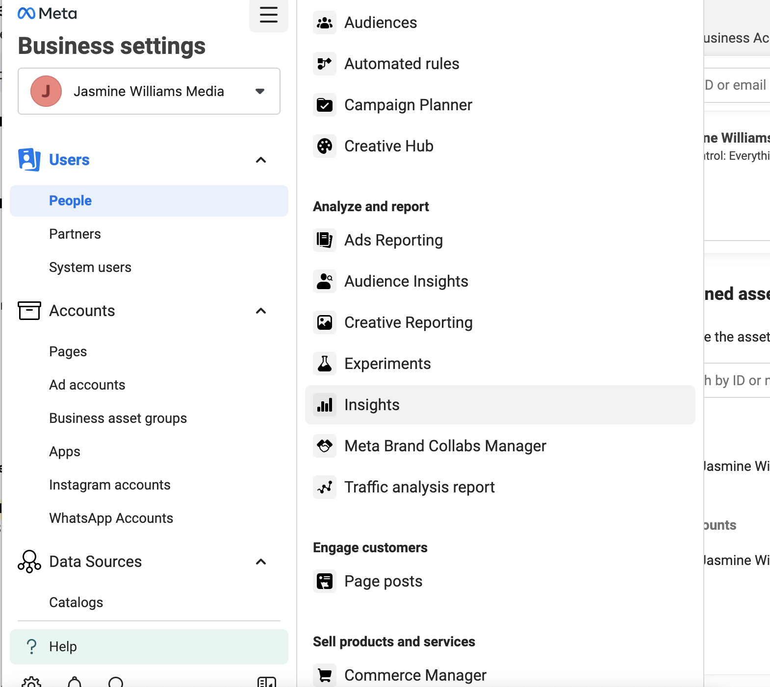 Meta Business Suite account connection screen for an Instagram account used to schedule Reels.