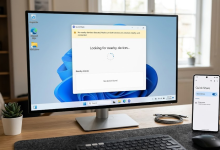 Quick Share on Windows failing to find or receive a nearby Android device.