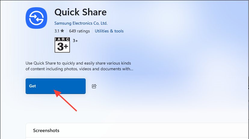 Windows showing the difference between Google Quick Share and Microsoft's Nearby sharing feature.