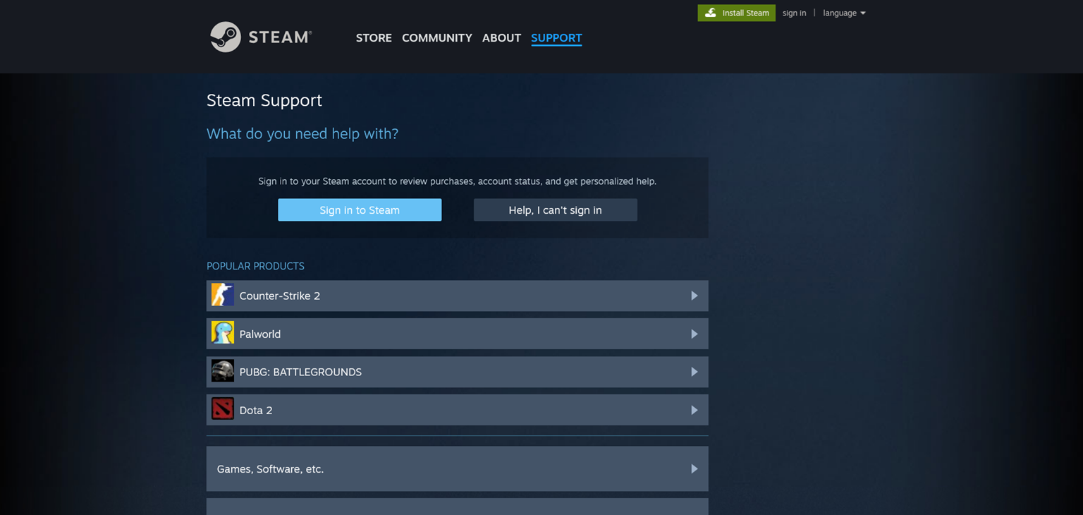 Steam Support being opened with purchase details and proof of ownership after a No licenses error persists.