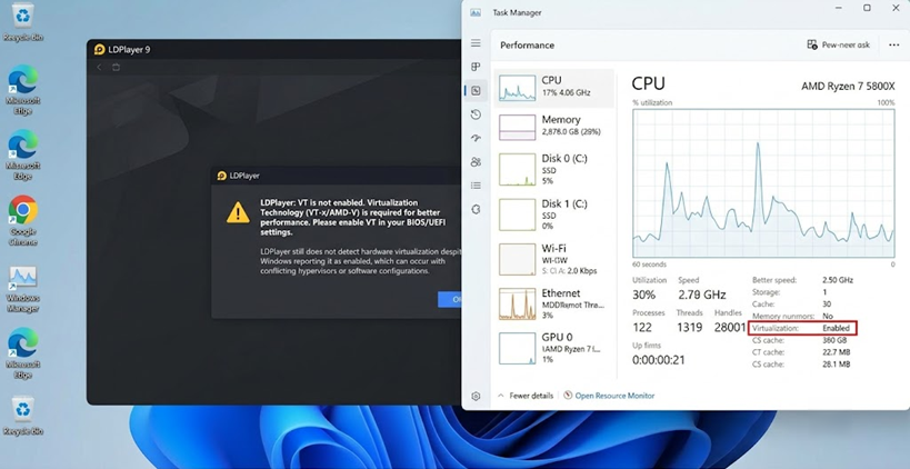 Windows Features dialog turning off Hyper-V related items that can interfere with LDPlayer virtualization.