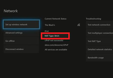 Xbox network settings showing NAT type or Teredo checks while troubleshooting Minecraft Error Code Creeper.